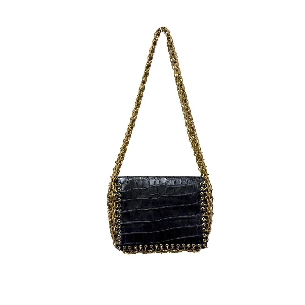 Tory Burch 2014 Fall Runway Alligator Skin Chain Shoulder Bag Sample Rare Blue